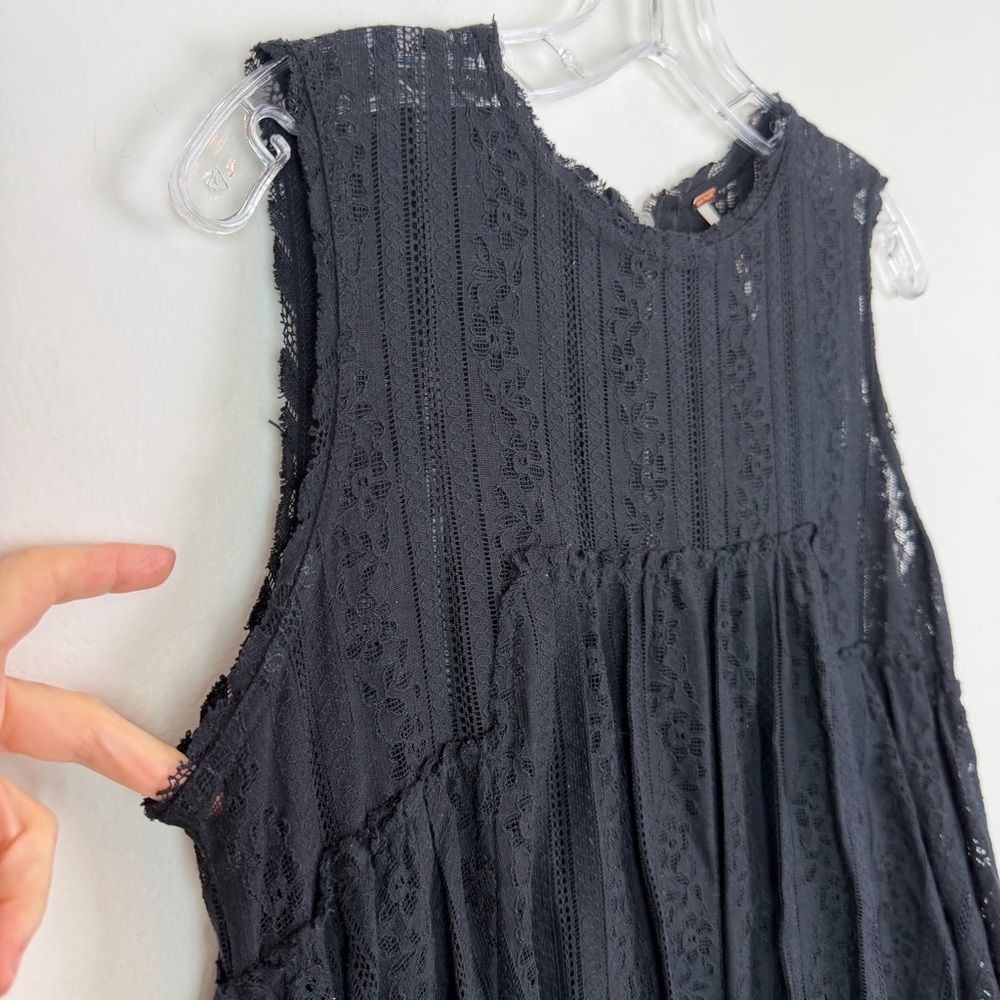 Free People Tu Es La Lace Babydoll Mini Dress in Black Size M - Picture 6 of 16
